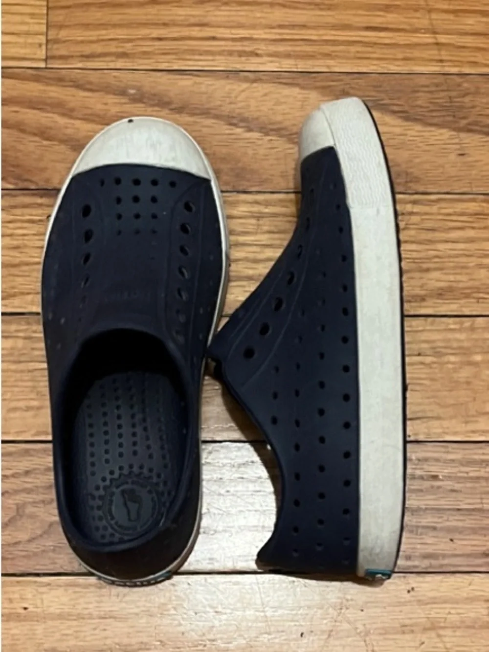 Native Slip-On Sandals in Navy and White